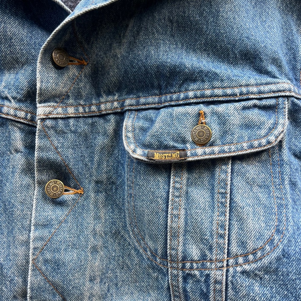 Vintage Mustang Stormrider Jacket Mens XL Blue Blanket Lined Corduroy Trucker - Picture 5 of 14